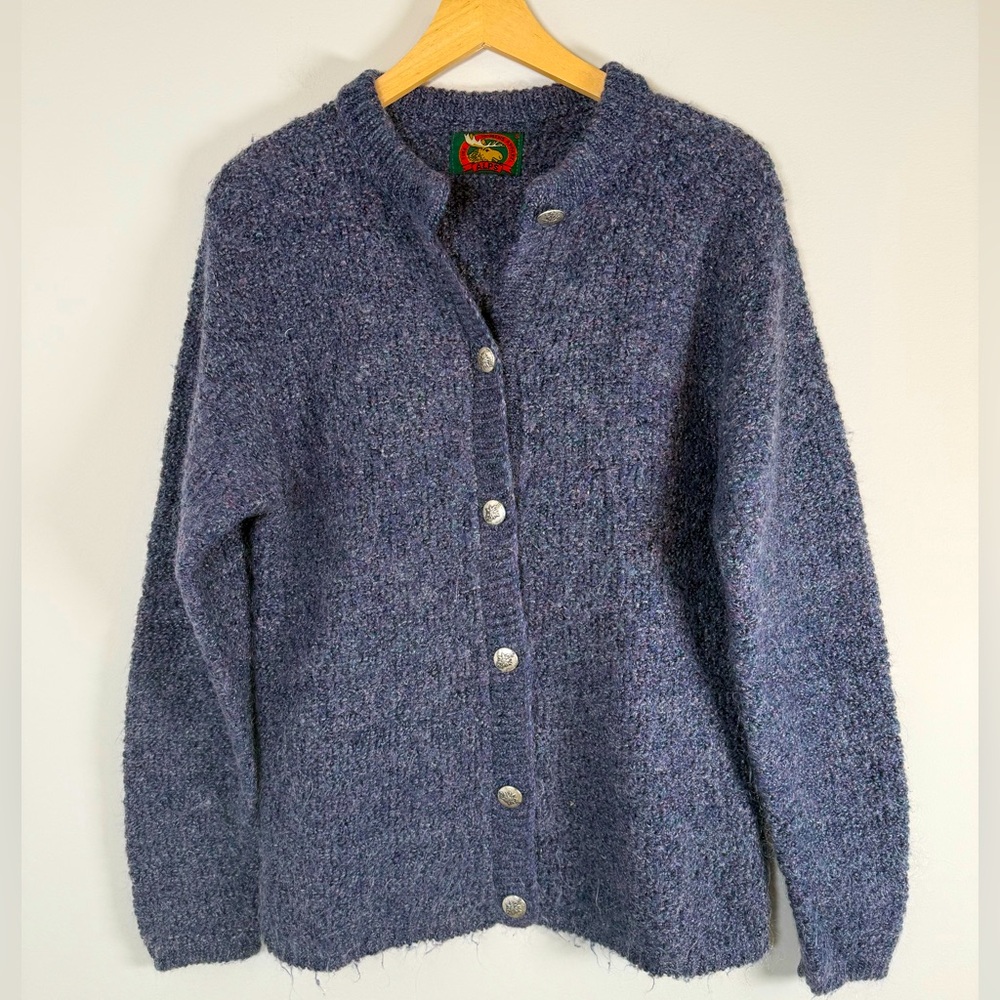 Alps Mohair‎ Blend Crochet Knit Super Soft Button Up Down Cardigan Sweater Small